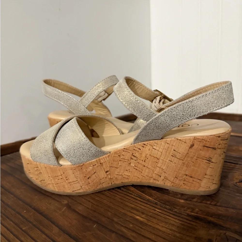 Cordani Italy Shimmer Wedge Leather Sandals